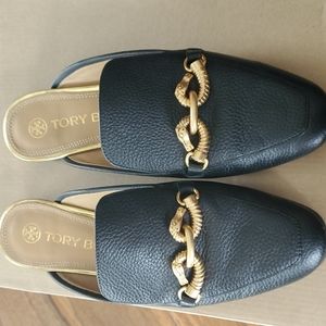 Tory Burch Black Backless Loafers